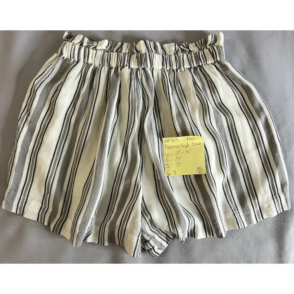 American Eagle High Waisted Striped Button Front Runner Short Size‎ Small NWT